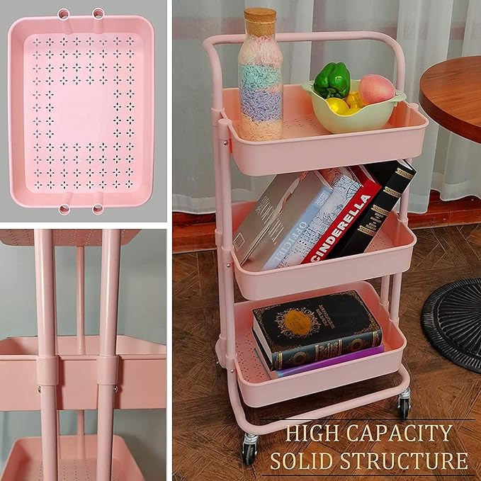 3-Tier Rolling Utility Cart Organizer for Kitchen and Bathroom UAE