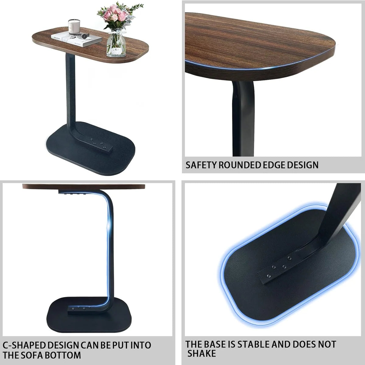 Modern C-Shaped Sofa Side Table