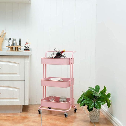 3-Tier Rolling Utility Cart Organizer for Kitchen and Bathroom UAE
