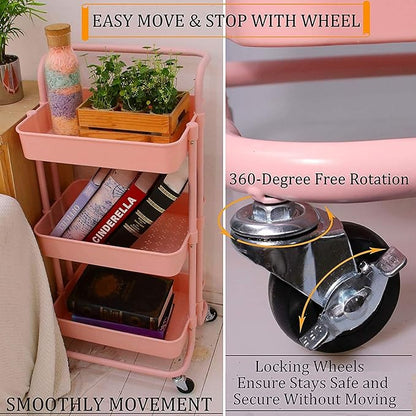 3-Tier Rolling Utility Cart Organizer for Kitchen and Bathroom UAE